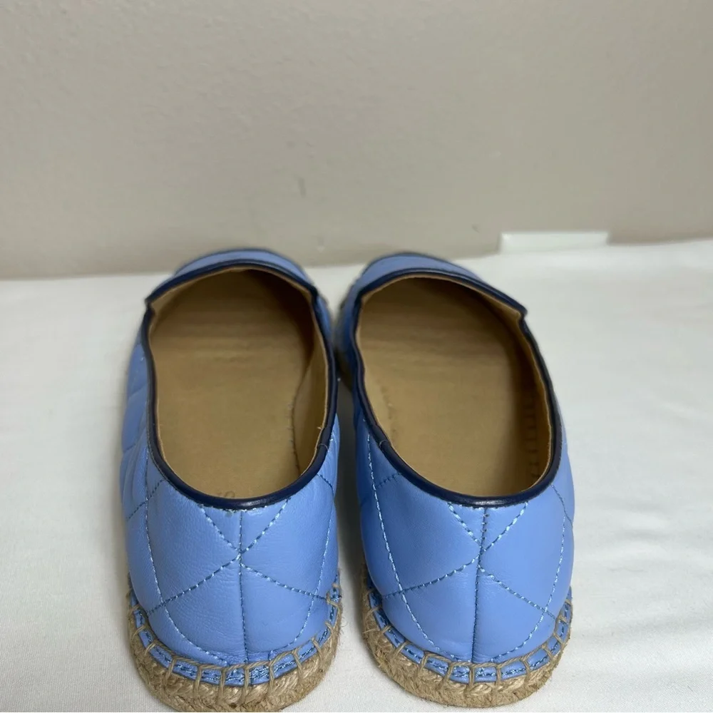Talbots‎ IZZY Quilted Nappa Leather light Blue Navy Versatile Espadrilles 9M